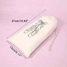 1pc Velvet Drawstring Dance Shoe Bag Ballet Shoes Portable Carrying Storage Bag, Bow Pattern, Cute Accessories For Women Shoes