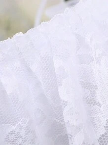 1 pieza de canasta de flores decorada con rosa blanca y encaje para banquete, canasta de frutas, ceremonia de bodas, niña de las flores, canasta de mano, accesorio de estudio fotográfico - Un blanco - Ver 7