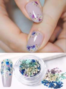 FULL BEAUTY 1 Scatola di decorazioni per unghie a forma di petali di fiori, accessori per unghie in gel con fiori artificiali a cielo stellato, gioielli per unghie fai-da-te professionali estivi, gemme per unghie, forniture per unghie - Multicolore - Visualizzare 3