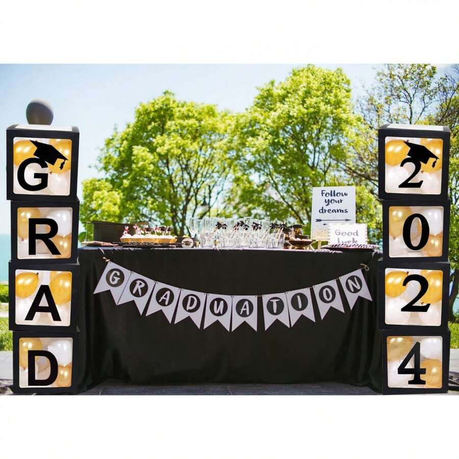 2024 Graduation Party Decorations Graduate Balloon Boxes 4 Pieces Black