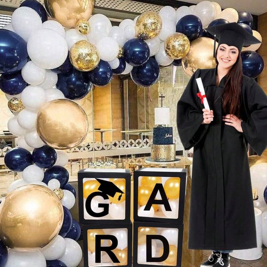 2024 Graduation Party Decorations Graduate Balloon Boxes 4 Pieces Black
