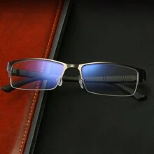 1 chiếc kính thời trang nam kính kim loại kinh doanh đeo hàng ngày kính trong suốt thích hợp cho máy tính, điện thoại di động và TV kính siêu nhẹ thiết kế chân kính cá nhân hóa quà tặng lý tưởng phụ kiện kính trong suốt - màu đen - Xem 5