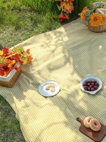 Joivida Modern Minimalist Plaid Print Outdoor Picnic Mat, One Piece, Decor, Rama Family Style, Picnic Essentials, Family Outing Use, Camping Supplies, Holiday Vacation Use