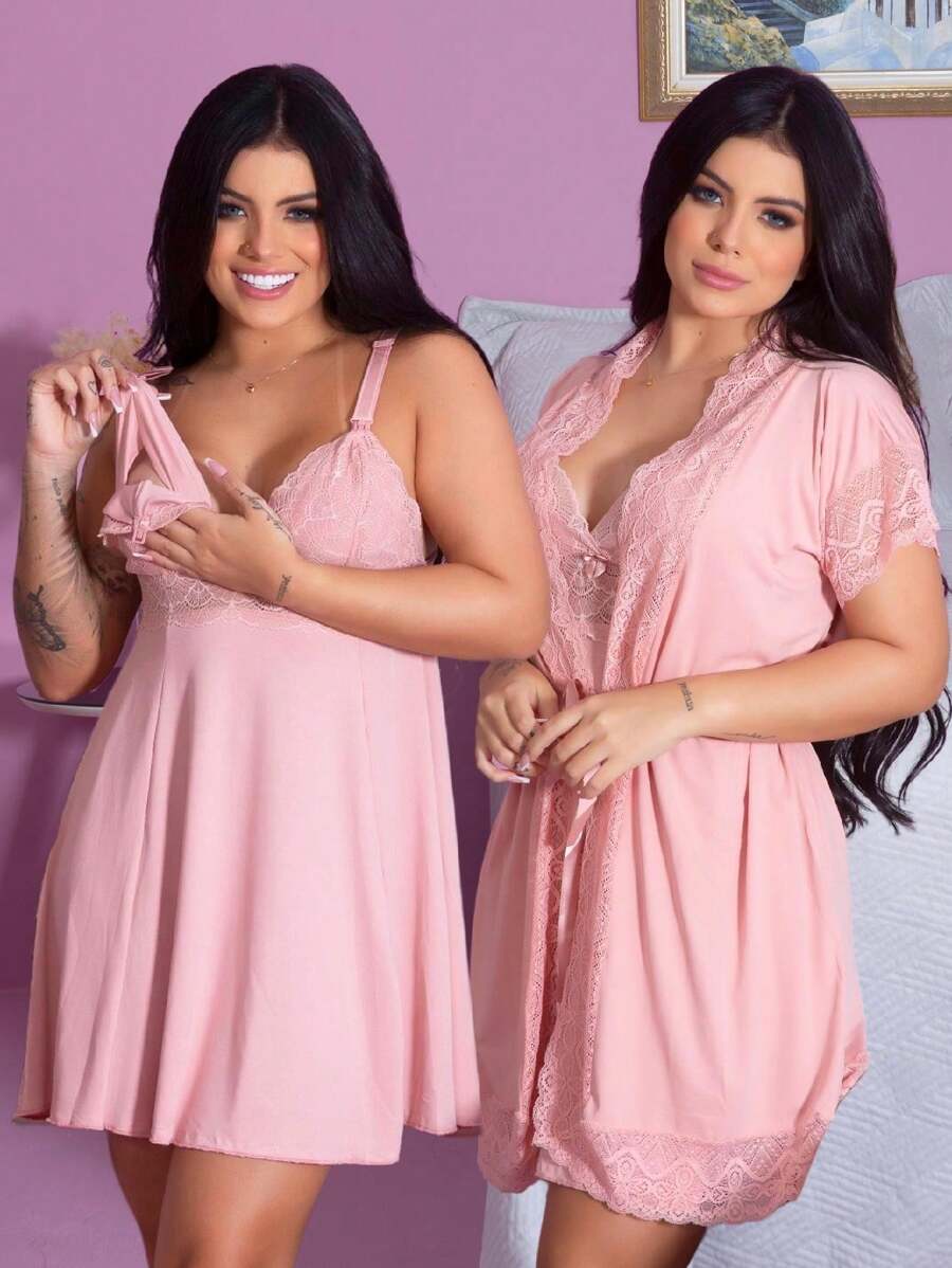 Maternity Sleepwear - Màu hồng gỉ - Xem 1