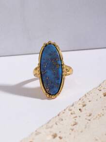 1入石頭鮑魚殼金屬時尚百搭優雅指環，適用於女性日常穿著