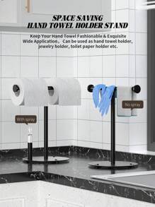 Matte Black Hand Towel Holder Stand, Free-Standing Towel Rack,  Towel Bar Rack Stand, For Bathroom Kitchen Vanity Countertop - Black - View 11