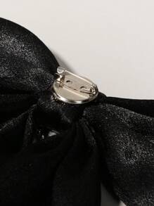 1pc Casual Fashion Solid Color Black/White Ribbon Bow Tie With Pearls, Suitable For Dates Or Parties Matching