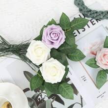 Fake Leaves For Roses Decorations, 10/15/20/25/30/50/80/100pcs Bulk Green Rose Leaves With Stems For DIY Wedding Bouquets Centerpieces Party Decorations Rose Vine Wreath Garlands Supplies