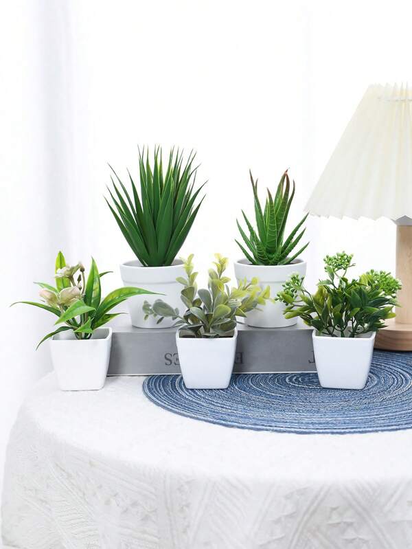 1 set (5 piezas) Combinación de macetas de plantas de simulación, decoración para el hogar, primavera, boda, San Valentín, Año Nuevo, fiesta, regalo