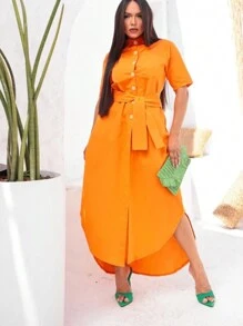 Women Dresses - Orange - View 1