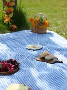Modern Simple Plaid Printed Outdoor Picnic Mattress, One Piece
