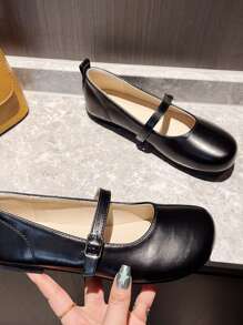 复古玛丽珍女鞋平底圆头低帮法式连衣裙优雅大码女鞋 41-43