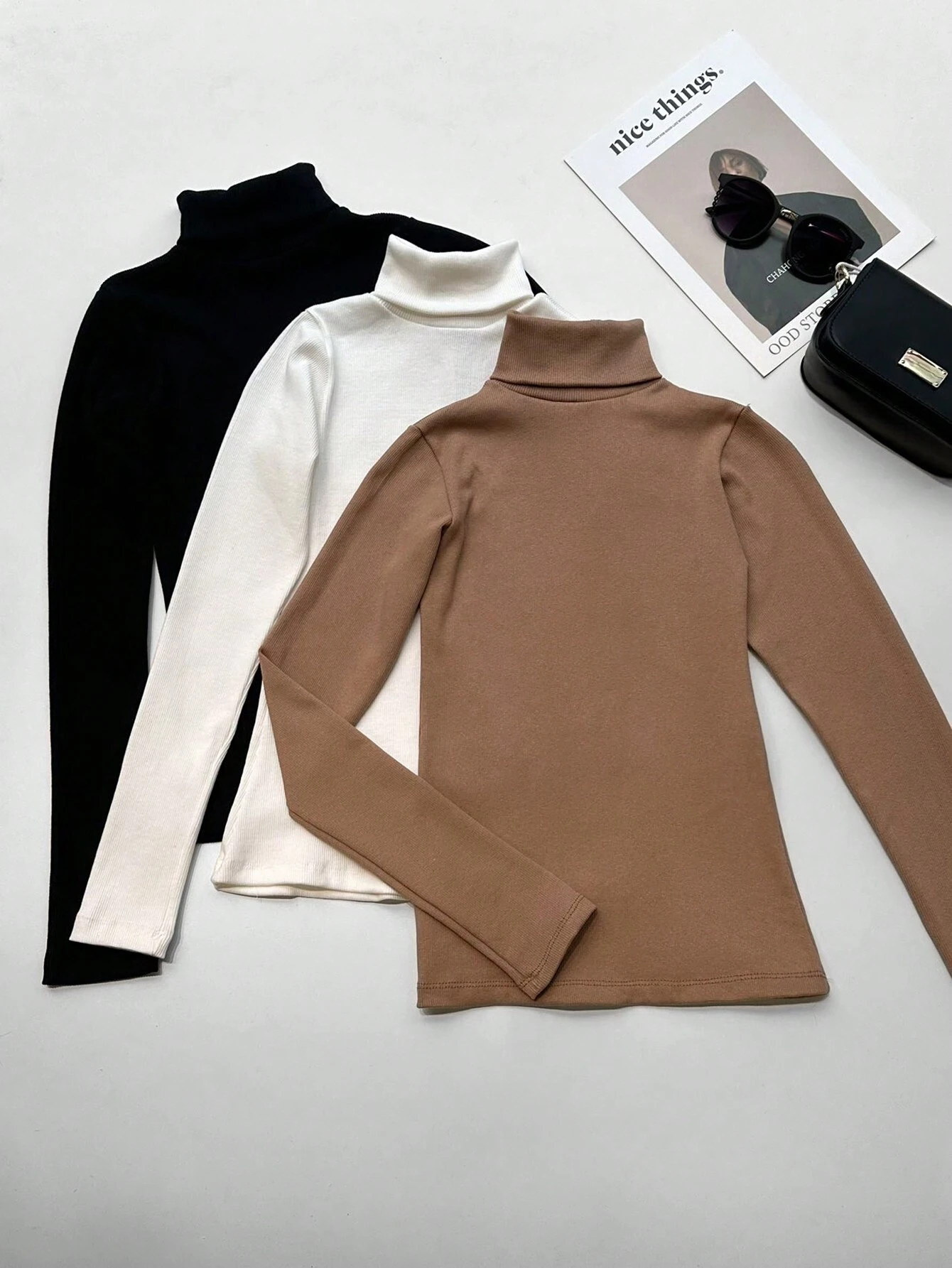 ACME MADE IN CHINA kit 3pcs Blusa Cacharrel Basica Manga Longa Inverno De Frio Feminina