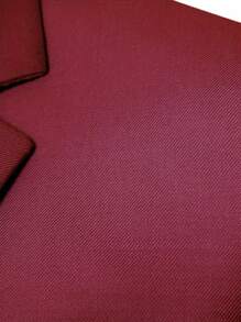 Men Lapel Collar Four Seasons Suit - Burgundy - View 7