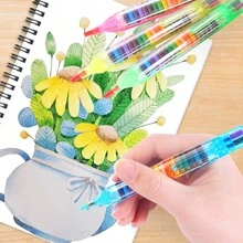 4pcs Creative Rainbow Paint Pens Replacable Core Oil Paint Bars 20 Colors Drawing Crayon - Multicolor - View 3