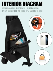 文字印刷1件黑色個性化圖片文本照片定制胸包，多功能收納袋，旅行徒步肩胸包，休閒防水尼龍抗震保護袋，個性化禮物，送給朋友和家人