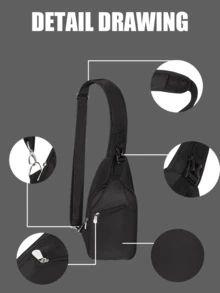 文字印刷1件黑色個性化圖片文本照片定制胸包，多功能收納袋，旅行徒步肩胸包，休閒防水尼龍抗震保護袋，個性化禮物，送給朋友和家人