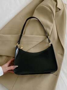 Fashionable And Simple Shoulder Baguette Bag - Black - View 1