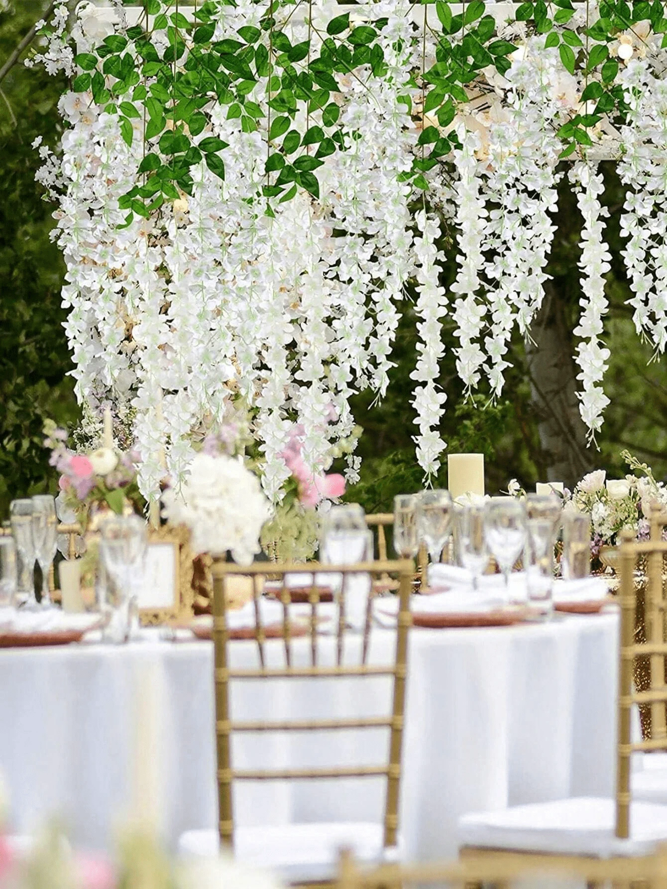 1 Strand White Artificial Wisteria Vine, 70 Inch Fake Wisteria Garland 1 Strand White Artificial Wisteria Vine, 70 Inch Fake Wisteria Garland