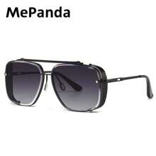 MePanda Men And Women Square Metal Double-Beam Retro Personalized Fashion Fashion Glasses For Summer Beach Vacation, Outdoor, Travel