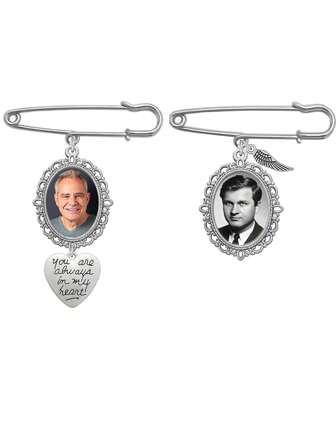 One Heart & Wing Shaped Photo Locket Customized Family Wedding Brooch Valentines,Mom,Mother,Mother's Day,Gift