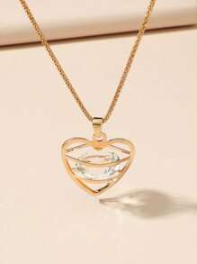 1pc New Arrival European And American Minimalist Versatile Pendant Necklace - Golden Heart - View 3