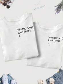 Playeras para parejas. Playeras couple outfit, DOS piezas, Duo, codigo programacion amor  dibujo amor, novios, hermanos, amistad, aniversario - Blanco - Ver 1