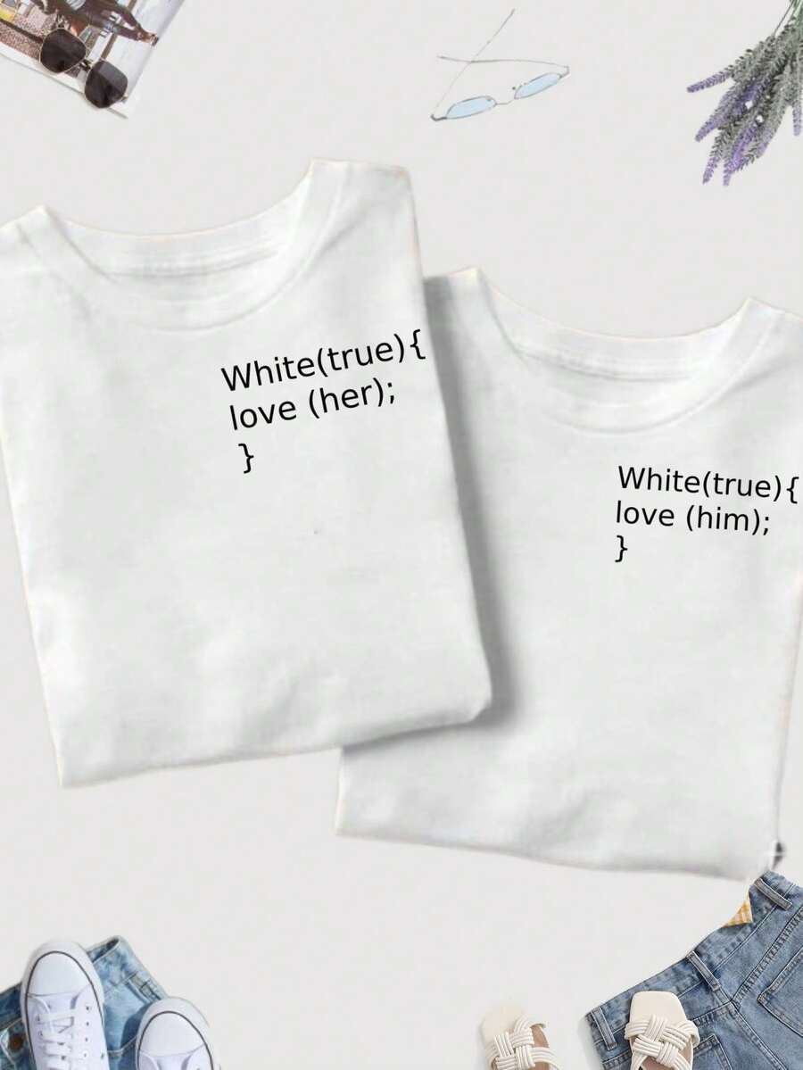 Playeras para parejas. Playeras couple outfit, DOS piezas, Duo, codigo programacion amor  dibujo amor, novios, hermanos, amistad, aniversario - Blanco - Ver 1