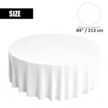 1 Pc Disposable Round Plastic White Tablecloths, 84''/213 Cm Large Table Covers, Suitable For Parties, Weddings, Christmas And Other Events - 84 Inches / 213 cm - View 2