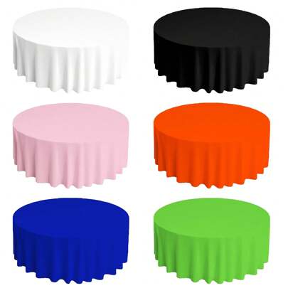 1 Pc Disposable Round Plastic White Tablecloths, 84''/213 Cm Large Table Covers, Suitable For Parties, Weddings, Christmas And Other Events