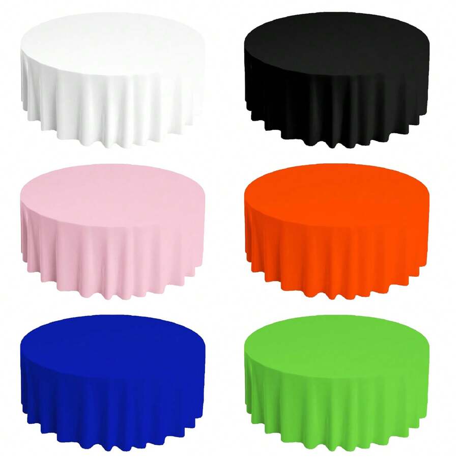 1 Pc Disposable Round Plastic White Tablecloths, 84''/213 Cm Large Table Covers, Suitable For Parties, Weddings, Christmas And Other Events - 84 Inches / 213 cm - View 1