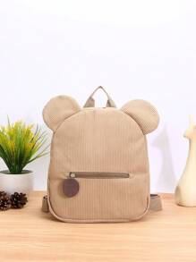 A Lovely Cartoon Bear Backpack With Zipper Closure, Suitable For Daily Use For Girls.