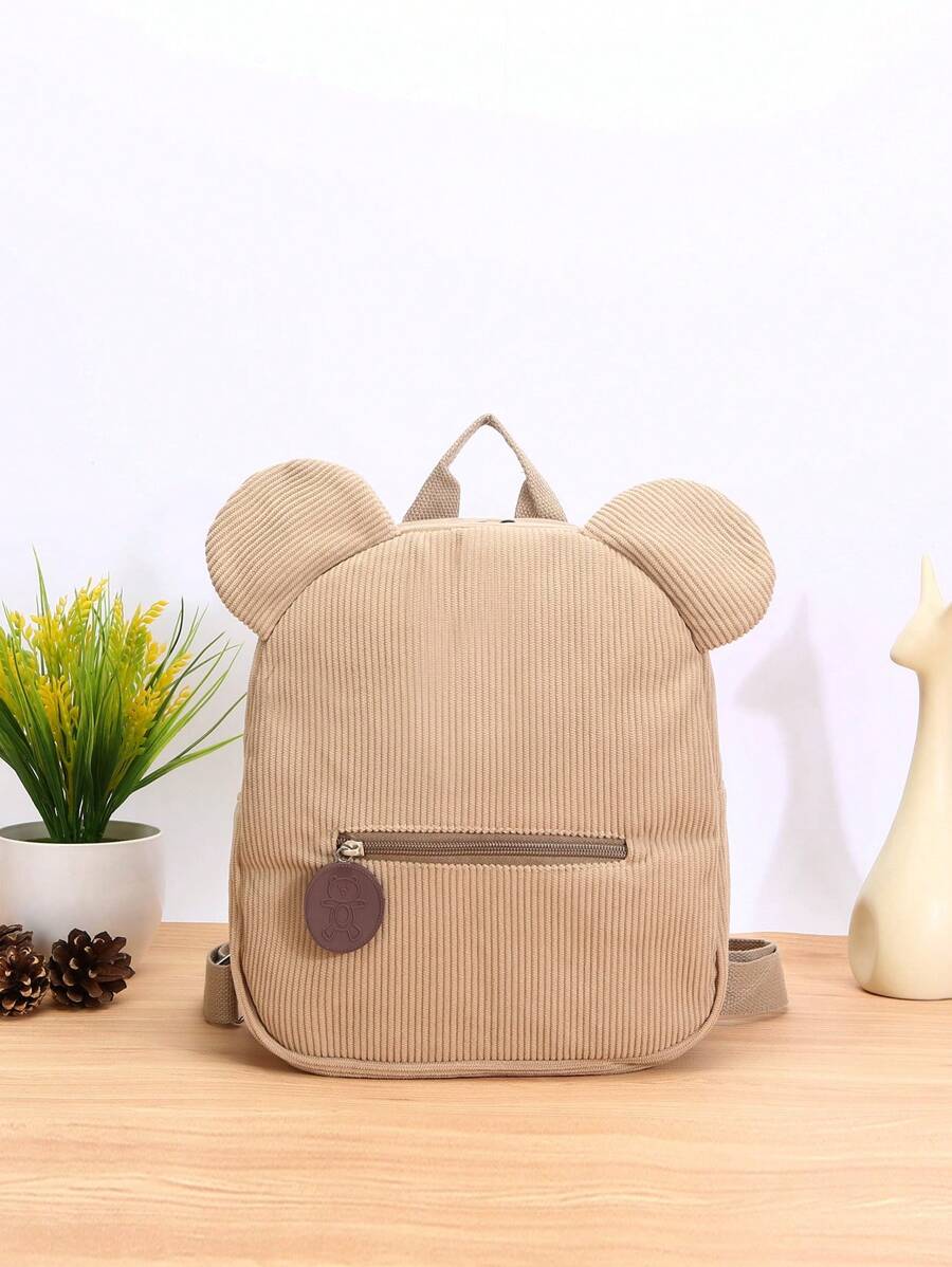 A Lovely Cartoon Bear Backpack With Zipper Closure, Suitable For Daily Use For Girls.