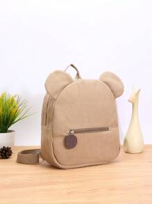 A Lovely Cartoon Bear Backpack With Zipper Closure, Suitable For Daily Use For Girls.