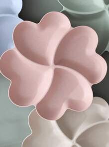 1pc Appetizer Serving Platter, Unbreakable Chip & Dip Serving Divided Plates, 4-Compartment Heart-Shaped Serving Dish Tray For Nuts, Candy, Dried Fruit, Salads, Snack,Kitchen,Christmas Gift - Pink - View 7