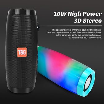 TG157 LED Light Portable Wireless Speakers Column Music Speaker Support HIFI TF FM Radio Outdoor Strong BoomBox Bass Stereo