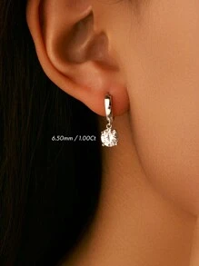 MODIAN 925 Sterling Silver 1.0ct/0.5ct D Color Moissanite Hoop Earrings, Lab Grown Diamond, Exquisite Jewelry Gift For Women Wedding - Silver - View 2