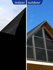 Película de vidrio de protección solar aislante térmico para ventana, perspectiva unidireccional, anti-mirón, sombrilla para el sol, pegatina de vidrio anti-bloqueo de luz para balcón. - Negro - Ver 5