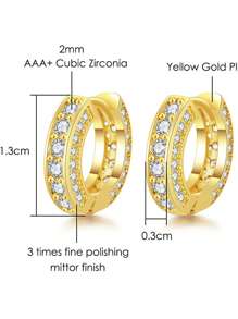 yijiangbeiting 2 件男士时尚方晶锆石方形耳环，非常适合派对和宴会首饰 - 彩色 - 查看 5