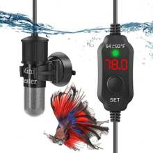 10W USB-Powered Compact Submersible Aquarium Heater With Precision Digital Thermostat For 1-2 Gallon Tanks, Ideal For Betta Fish And Turtles, Featuring Adjustable Temperature Control - Black - View 11