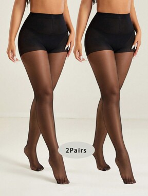 2 paires de collants noirs transparents sexy 20D pour femmes, style minimaliste et confortable