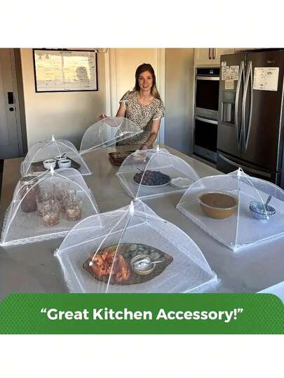 غطاء طعام قابل للطي مقاوم للذباب 1/3 قطعة، غطاء مقاوم للغبار والذباب للنزهات والنزهات الخارجية