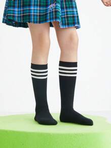 Annil Calze a metà lunghezza a righe di stile collegiale assorbenti, traspiranti e vivaci per lo sport da bambini e bambine in primavera e autunno