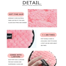 1pc Reusable Makeup Removal Pad, Washable Facial Cleansing Wipe,Clean Sponge,Cleaning Powder Puff Tool - Multicolor - View 9
