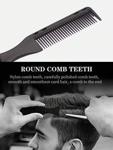 Cepillo y peine para barba de uso dual para hombres para dar forma y peinar la barba, limpiar el cabello y masajear el cabelludo con extremos de cerdas y cerdas de nylon. - Negro - Ver 3