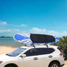 1Pair/2Pair/4Pair Universal J-Bar Kayak Carrier 220LBS Load Heavy Duty Canoe Car Top Mount Carrier Roof Rack With 2Pcs Tie Down Straps For Summer Beach Travel - 1對黑色 - 查看 7