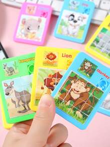 1 set Juguetes de rompecabezas de dibujos animados de animales lindos - Regalos de fiesta de cumpleaños, premios, relleno de piñata, cajita de tesoros (colores aleatorios)