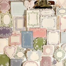 30片裝簡約創意浮雕印刷便條紙材料，DIY裝飾拼貼手工藝材料，個性化相簿學校文具 - 粉色 - 查看 5