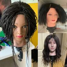 1pc African Bald Mannequin Head, Realistic Skin Texture & Natural Hairline, Durable Rubber Wig Stand, Suitable For Hairstyling And Makeup Training (No Desktop Stand), New Design Bald Female Mannequin Head For Beauty Training, African Model Head For Wig Making And Hairstyling - Black - View 5