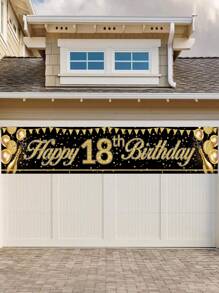 1 tấm biểu ngữ sinh nhật bằng nhựa vinyl họa tiết bóng bay vàng đen 40*200cm có dòng chữ "Chúc mừng sinh nhật", phông nền sinh nhật lần thứ 40, 50, 60, vải nền trang trí hoàn hảo cho tiệc sinh nhật, trang trí tường phòng tiệc sinh nhật gia đình, trang trí hàng rào ngoài trời - vàng đen - Xem 3